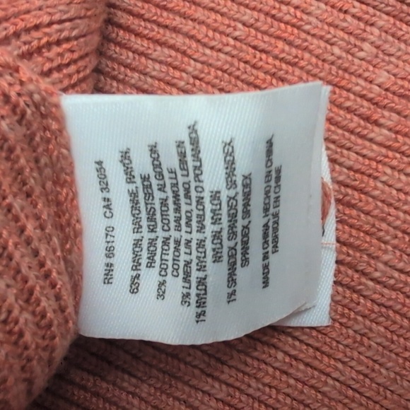 Anthropologie Desmond Rust Orange VNeck Linen Blend Knit Tunic Top Sweater Large - Picture 4 of 10